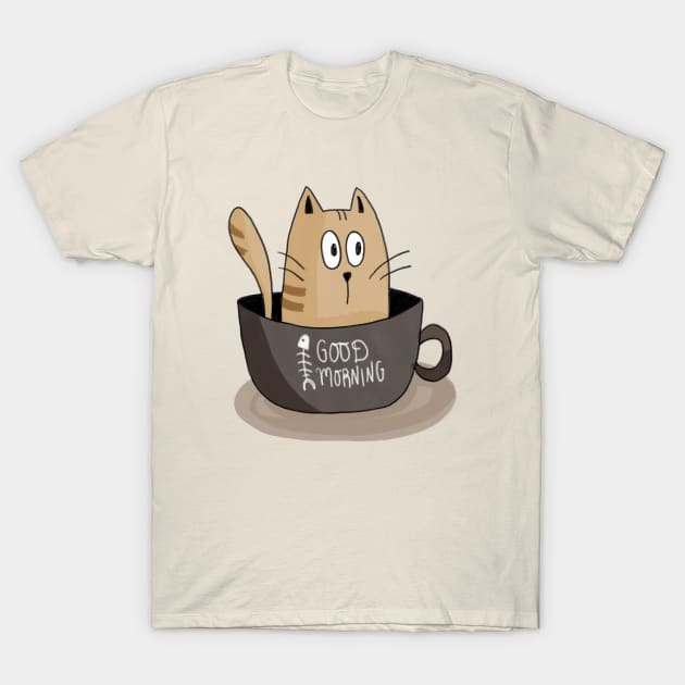 Goog Morning, Cat! T-Shirt by Am Diseñadora